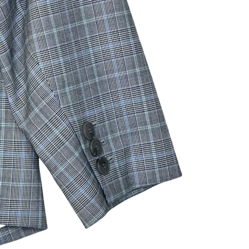 Talbots Springtime Plaid Blue Two Button Blazer | Size 14W
